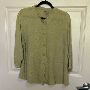 URU silk blouse, one size, celery green